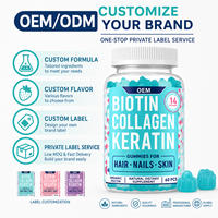 Complément alimentaire beauté végétalien OEM : Gommes à la kératine et à la biotine pour cheveux, peau et ongles – Vitamines, biotine, collagène, kératine