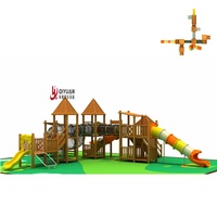 Équipement de loisirs de grande envergure pour la maternelle : Ensemble de balançoires en bois, structure de jeu extérieure en acier inoxydable et plastique, haute sécurité