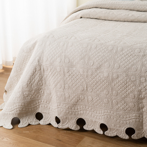 Juego de Ropa de Cama Decorativa Vintage con Bordado Floral Geométrico, Cubrecama, Colcha de Algodón con Puntada de Diamante, Edredón de Verano, Funda de Almohada - Product Image 5