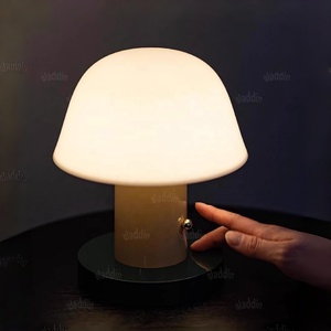 Lampe de table <span class=keywords><strong>champignon</strong></span> de designer danois, rechargeable, sans fil, tactile, style nordique rétro, pour chambre à coucher, abat-jour <span class=keywords><strong>blanc</strong></span>, luxe léger - Product Image 2
