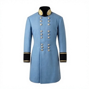 Manteau long vintage en laine pour homme, brodé, à boutons, costume historique pour la scène - Product Image 1