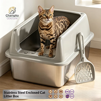 Edelstahl-Katzenklo Extra Groß Rostfrei Spritzwassergeschützt Hohe Seitenwände Leicht zu Reinigen Geruchskontrolle Katzentoilette Großhandel