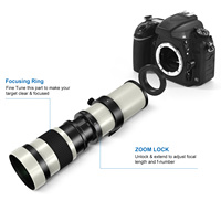 Téléobjectif 420-800mm, Objectif EF + Bague T pour Canon, Super Longue Portée pour Rebel T8i T7i T7 T6 T6s T6i 1D 5D 6D 90D 80D 77D