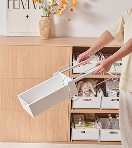 Cestas de Almacenamiento Extraíbles de Plástico Blanco, Organizadores de Estantes Desmontables para Armarios de Sala de Estar - Product Image 2