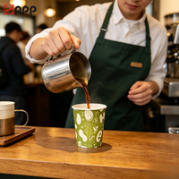 Gobelets en papier jetables imperméables à paroi simple de qualité alimentaire avec couvercles anti-fuite pour thé au lait/boba - Écologiques, logo personnalisable
