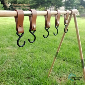 Outdoor camping <b>S</b>-shaped <b>hook</b> portable storage lanyard <b>hook</b> PU leather triangle shelf <b>hook</b> customization - Product Image 4