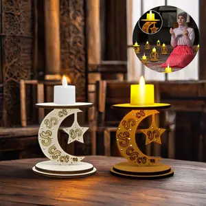 Decorazioni Ramadan 2024 regalo decorazione festa luna castello candelabro fai da te portacandele in legno ramadan