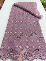 Dentelle africaine brodée NI.AI avec strass, dentelle en cordon de chiffon nigérian, tissu pour robes de mariage et de fête
