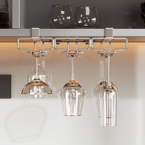 Diskon besar 304 baja tahan karat di bawah gantung kaca anggur gelas bertangkai rak kabinet dapur pasang dinding Bar Piala pengeringan pemegang penyimpanan - Product Image 3