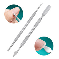 Pousse-cuticules double face en acier inoxydable de haute qualité, durable et réutilisable, pour le retrait du vernis gel et des ongles.
