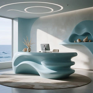 Mostrador de Recepción Extensible de Alta Gama con Diseño Moderno y Elegante Inspirado en las Ondas Blancas para Oficinas, Hoteles y Centros Comerciales - Product Image 5