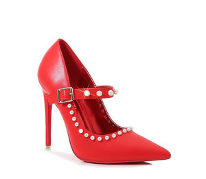 Nouveautés 2024 Femme Talons 12CM Mary Jane Chaussures pour Femmes En <span class=keywords><strong>Cuir</strong></span> <span class=keywords><strong>Mat</strong></span> Pompes Boucle Sangle Chaussures Perle Talons Hauts pour W - Product Image 6