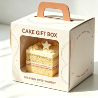 Boîte à gâteau personnalisable avec fenêtre recyclable, emballage en papier portable avec fenêtre transparente, pelliculage mat et gaufrage