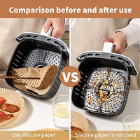 Papiers de cuisson en parchemin marron anti-graisse personnalisés OEM de qualité alimentaire pour paniers et plateaux de friteuse à air
