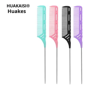 Outil d'<span class=keywords><strong>extension</strong></span> de cheveux en résine antistatique populaire peigne à queue en acier avec trous pour studio de coiffure pour dames - Product Image 1