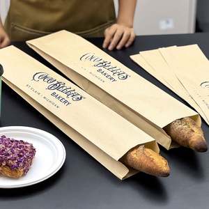 Sac à pain en papier kraft personnalisé, sac à sandwich en papier alimentaire, sac à beignets, baguette, fond pointu, sac en papier résistant à la graisse - Product Image 2