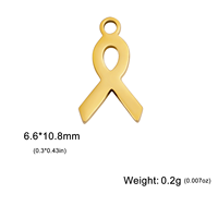 Mini pendentif à breloques de sensibilisation au cancer du sein avec ruban d'espoir minimaliste en acier inoxydable de haute qualité pour bijoux à bricoler soi-même vente en gros