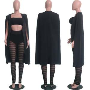 Blazer elegante da donna con rilegatura a contrasto giacca a maniche lunghe con mantello anteriore aperto bianco nero lungo tinta unita esterno 8230263 - Product Image 5