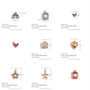 Nuovo ciondolo in acciaio inossidabile scintillante con cuore in zircone arcobaleno portachiavi serie portafortuna collana geometrica quadrata stella - Product Image 1