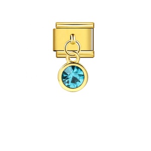 12 Birthstone Gold-Bottom Round Pendant Italian Module Link <b>Bracelet</b> Titanium Steel Welded Hook Fashionable Versatile Bangle - Product Image 1
