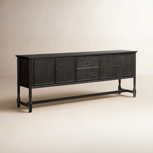 Credenza di Lusso Moderna in Legno Massello, Mobile Buffet Nero per Sala da Pranzo e Soggiorno, Arredamento Interno - Product Image 2