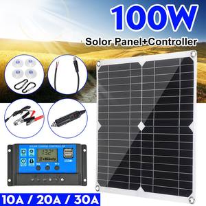 Panel solar monocristalino de 100W, controlador dual USB de 18V/5V, sistema de batería fotovoltaica multifuncional MPPT, cargador solar - Product Image 4