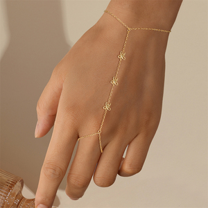 Pulsera de Cadena para Dedo de Plata 925 con Zirconia, Corazón, Mariposa Lisa, Lazo y Pez Koi, de Moda, Regalo para Fiesta de Boda para Mujer - Product Image 4