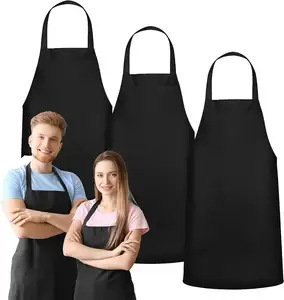 Großhandel kurze einstellbare Küchenchef-Grill-Grill-Nagel-Haar-Haar-Salon Damen-Schönheitsschürze mit 3 Taschen