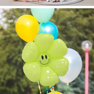 Floating helium balloon Macaron daisy sunflower smiling face balloon sunflower