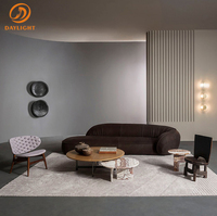 Ensemble de canapé de luxe moderne et modulaire, en cuir, incurvé et marron