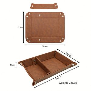 Modern Pu Leather Multifunction Storage Valet Serving <b>Tray</b> Watch Phone Keys Sunglasses <b>Small</b> Accessories Organizer - Product Image 6