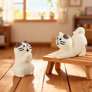 Figurines de chat en résine Lanshuo, miniatures 3D, décorations animales pour la maison, ornements de bureau, artisanat en plastique époxy - Product Image 3