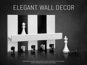 Colgador de llaves con ganchos Rebee Vision elegante llavero de madera de 2 colores con estante, 5 ganchos, organizador de correo para decoración para sala de estar - Product Image 4