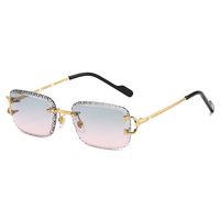 Lunettes de soleil de créateur 2026 UV400 en métal, style chariot de courses, avec logo, monture sans cerclage taillée diamant, lunettes de soleil tendance
