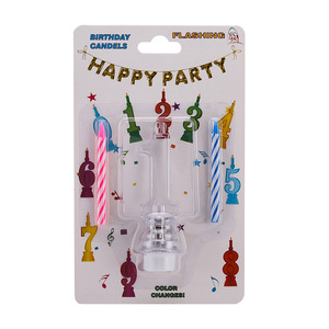 Bougie d'anniversaire numéro 0-9, bougie numérique clignotante multicolore à LED avec coque transparente et 2 bougies en cire - Product Image 6