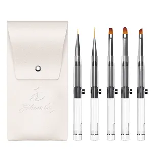 OEM Private Label 5pcs Retractable Brushes Set Nail Polish Tool Salon Beauty Art Acrylic Nail Brushes For Nail Art Design