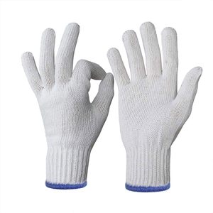 Gants de travail de sécurité confortables en tricot blanc naturel de calibre 10 avec logo personnalisable, options multicolores pour usage industriel - Product Image 2