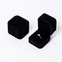 Boîte à bijoux en velours noir pour bague, boucles d'oreilles, collier, boîte à bague de fiançailles, boîte à bijoux pour cadeau de fête des mères