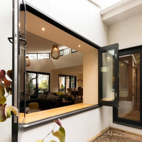 Moderne Fenêtre Cuisine Bar Café Lait Thé Boutique En Alliage D'aluminium Rail Villa Gauche Droite Pliable Conception Horizontale