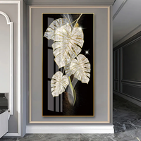 Décoration d'entrée moderne, peinture abstraite en cristal et porcelaine de luxe, plume, décoration murale pour salon, décoration de la maison