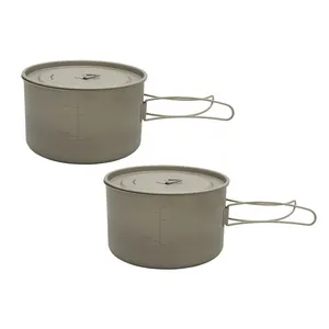 New Design Camping Survival Days Hiking Folding Portable Pure Titanium Cooking Pot For Outdoor Family