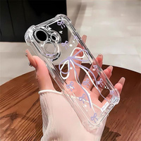 Coque de téléphone antichoc transparente en TPU souple, motif nœud violet style Ins mignon, pour iPhone 18 17 16 15 14 13 12 11 Pro Max Plus (vente en gros)