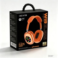 Headphone Nirkabel Mosslife Over-Ear, Headset Gaming Layar Sentuh LCD dengan Panel LED, Headphone Olahraga Latensi Rendah