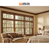 Ventana de Doble Hoja de Aluminio y Madera Combinada para Múltiples Unidades, Ventana de Doble Hoja para Sala de Estar, Ventana de Doble Hoja de Aluminio y Madera