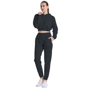 Best Selling Ready to Ship Plus Size Fleece Crop Top Jogger Sets Sweatsuit <strong>Jogging</strong> <strong>Suit</strong> 2 Piece Pants Set Women Tracksuit Sets - Product Image 2