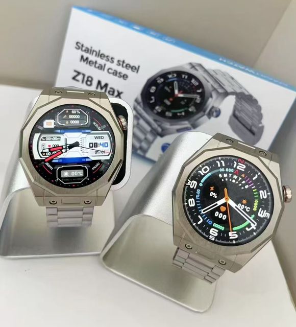 2025 Newest Z18 Max Round Sport Smartwatch With Stainless Band 300mah Battery IP67 Waterproof Reloj Inteligente Smart Watch