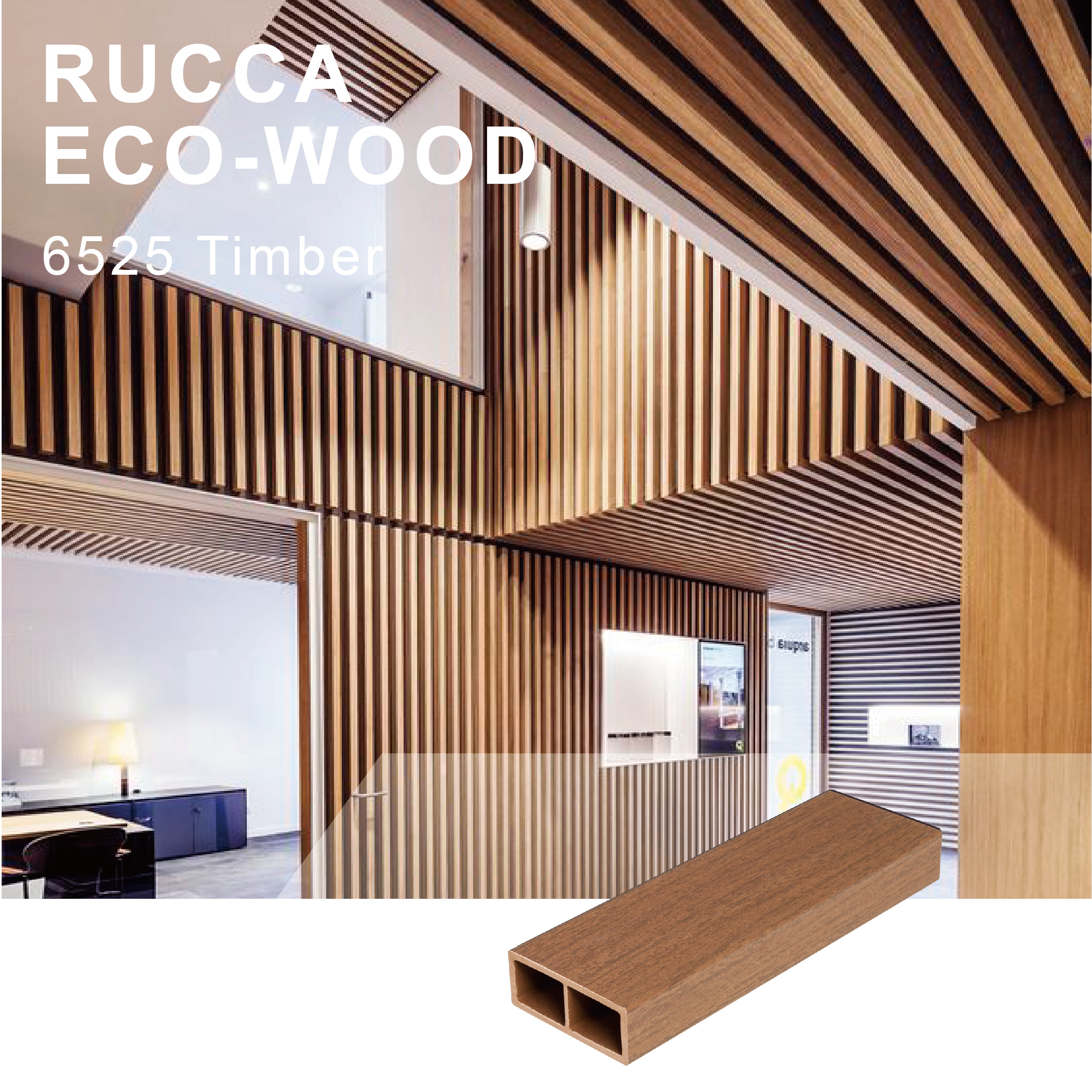 Rucca Wpc Hout Composiet Hout Buis, Teak Houtblokken Hout Voor Outdoor Zonwering, gevelbekleding 65*25Mm China Leverancier