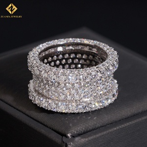 S925 Sterling <b>Silver</b> Full Pave Moissanite <b>Eternity</b> Band <b>Ring</b> Custom OEM Factory Wholesale Price Available Wedding <b>Rings</b> - Product Image 1