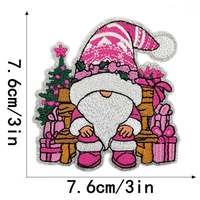 Patchs thermocollants personnalisés en forme de dessin animé rose, avec paillettes argentées, brodés pour vêtements, thème Noël