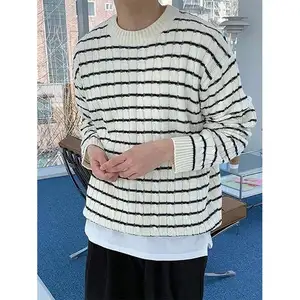Manufacturer Wholesale Oversized Relaxed Stripe Sweater For Men Custom Men's Knit Jumper